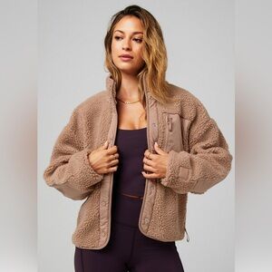 Fabletics Tahoe Teddy Jacket Waffle Cone womens size large